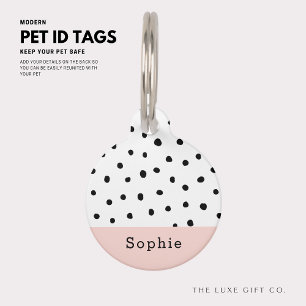Niedlich Pink Polka Dot Dog Pet Markierung Klein Haustiermarke