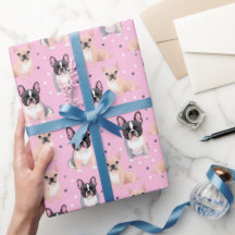Niedlich Pink Polka Dot French Bulldog Wrapping Pa