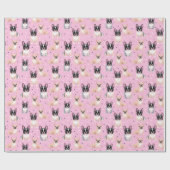 Niedlich Pink Polka Dot French Bulldog Wrapping Pa Geschenkpapier (Flach)