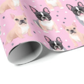Niedlich Pink Polka Dot French Bulldog Wrapping Pa Geschenkpapier (Rolleneckpunkt)