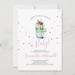 Niedlich Pink Polka Dots Cactus Baby Shower Einlad Mitteilungskarte