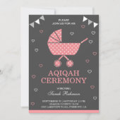 Niedlich Pink Pram Baby Girl Einladung (Vorderseite)