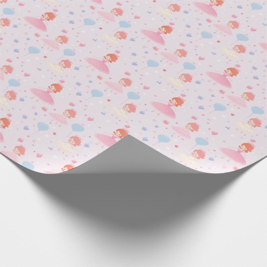 Niedlich Pink Princess Birthday Geschenkpapier (Ecke)