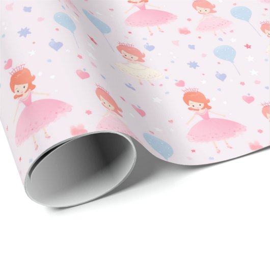 Niedlich Pink Princess Birthday Geschenkpapier (Rolleneckpunkt)