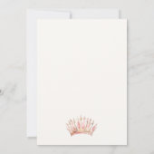 Niedlich Pink Princess Crown Tiara Floral Geburtst Einladung (Rückseite)