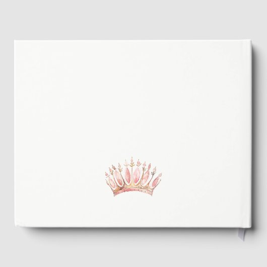 Niedlich Pink Princess Crown Tiara Floral Geburtst Gästebuch (Rückseite)