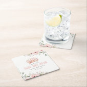 Niedlich Pink Princess Crown Tiara Floral Geburtst Rechteckiger Pappuntersetzer (Vor Ort)