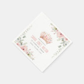 Niedlich Pink Princess Crown Tiara Floral Geburtst Serviette (Ecke)