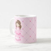 Niedlich Pink Princess Girl Personalisierte Kinder Kaffeetasse (Vorderseite Links)