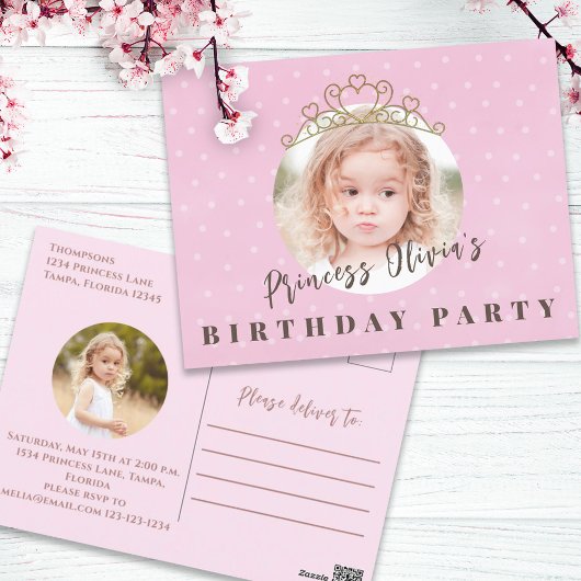 Niedlich Pink Prinzessin Tiara Geburtstag Whimsica Postkarte