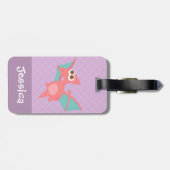Niedlich Pink Pterodactyldinosaurier Mädchen Lila Gepäckanhänger (Rückseite horizontal)