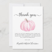 Niedlich Pink Pumpkin Baby Dusche Dankeskarte (Vorderseite)