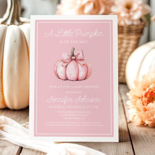 Niedlich Pink Pumpkin Baby Dusche Einladung