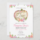 Niedlich Pink Pumpkin Blume Wasserfarbe 1. Geburts Einladung (Vorderseite)