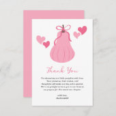 Niedlich Pink Pumpkin Bow Script Girl Baby Dusche Dankeskarte (Vorne/Hinten)
