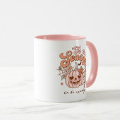 Niedlich Pink Pumpkin Halloween Retro Name Rosa Ta Tasse (VorderseiteRechts)