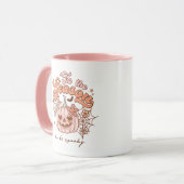 Niedlich Pink Pumpkin Halloween Retro Name Rosa Ta Tasse (Vorderseite Links)
