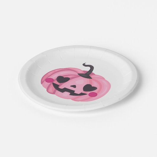 Niedlich Pink Pumpkin Pappteller (Schrägansicht)