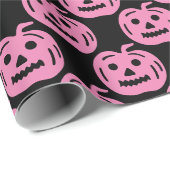 Niedlich Pink Pumpkin Pattern Halloween Geburtstag Geschenkpapier (Rolleneckpunkt)