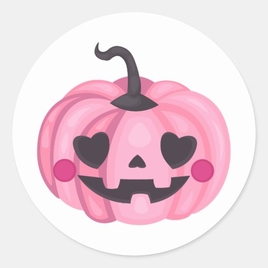 Niedlich Pink Pumpkin Runder Aufkleber (Vorderseite)