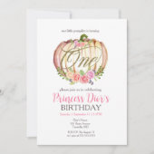 Niedlich Pink Pumpkin Wasserfarbe Erstgeburtstag Einladung (Vorderseite)