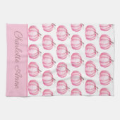 Niedlich Pink Pumpkins Personalisiert Geschirrtuch (Horizontal)