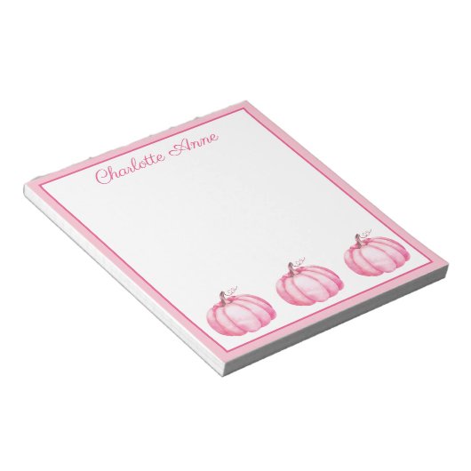 Niedlich Pink Pumpkins Personalisiert Notizblock (angewinkelt)