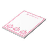 Niedlich Pink Pumpkins Personalisiert Notizblock (Rotiert)