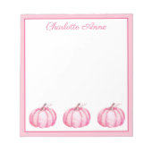 Niedlich Pink Pumpkins Personalisiert Notizblock (Vorderseite)