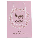 Niedlich Pink Pussy Willow Happy Oaster Mittlere Geschenktüte (Vorderseite)