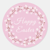 Niedlich Pink Pussy Willow Happy Oaster Runder Aufkleber (Vorderseite)