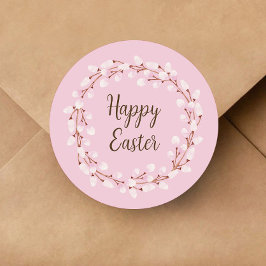 Niedlich Pink Pussy Willow Happy Oaster Runder Aufkleber