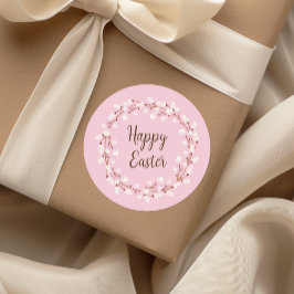 Niedlich Pink Pussy Willow Happy Oaster Runder Aufkleber