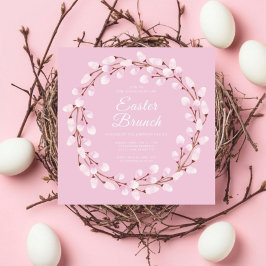 Niedlich Pink Pussy Willow Ostern Brunch Einladung