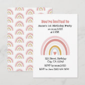 Niedlich Pink Rainbow Boho Chic Einladung zum Gebu (Vorne/Hinten)