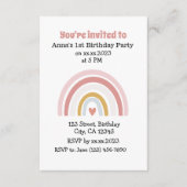 Niedlich Pink Rainbow Boho Chic Einladung zum Gebu (Vorderseite)