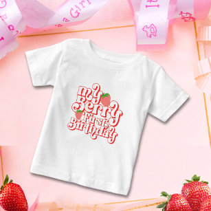 Niedlich Pink Red Berry Erster Geburtstag Baby T-shirt