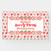 Niedlich Pink Red Berry Erster Geburtstag Banner (Horizontal)