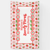 Niedlich Pink Red Berry Erster Geburtstag Banner (Vertikal)