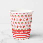 Niedlich Pink Red Berry Erster Geburtstag Pappbecher (Vorderseite)