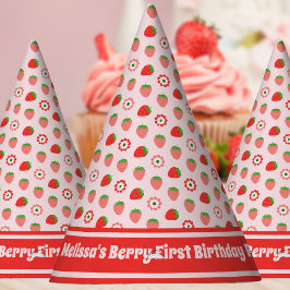 Niedlich Pink Red Berry Erster Geburtstag Partyhütchen