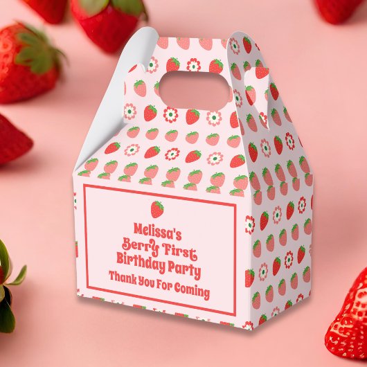 Niedlich Pink Red Berry First Birthday Fevor Box Geschenkschachtel