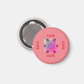 niedlich PINK _RED _ROUND Magnet (Vorderseite/Rückseite)
