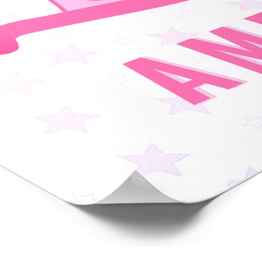 Niedlich Pink Rocking Horst Star Kids Name Poster (Ecke)