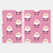 Niedlich Pink Santa Claus Frohe Weihnachtsfeiertag Geschenkpapier Set (Vorderseite 2)