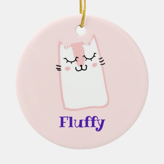 Niedlich Pink Schlafkitschkatze Keramikornament (Vorne)