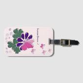 Niedlich Pink Schmetterlinge Grüne Lila Blume Dood Gepäckanhänger (Vorderseite (Horizontal))