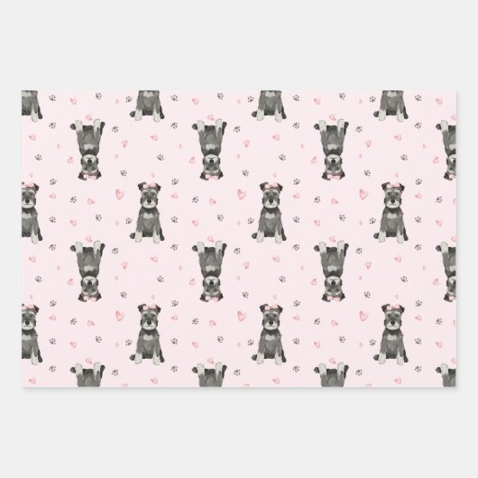 Niedlich Pink Schnauzer Geschenkpapier Set (Vorderseite)