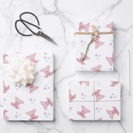 Niedlich Pink Schweine Barnyard Geburtstagskinder Geschenkpapier Set