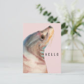 Niedlich Pink Sea Lion HELLO Postkarte (Stehend Vorderseite)